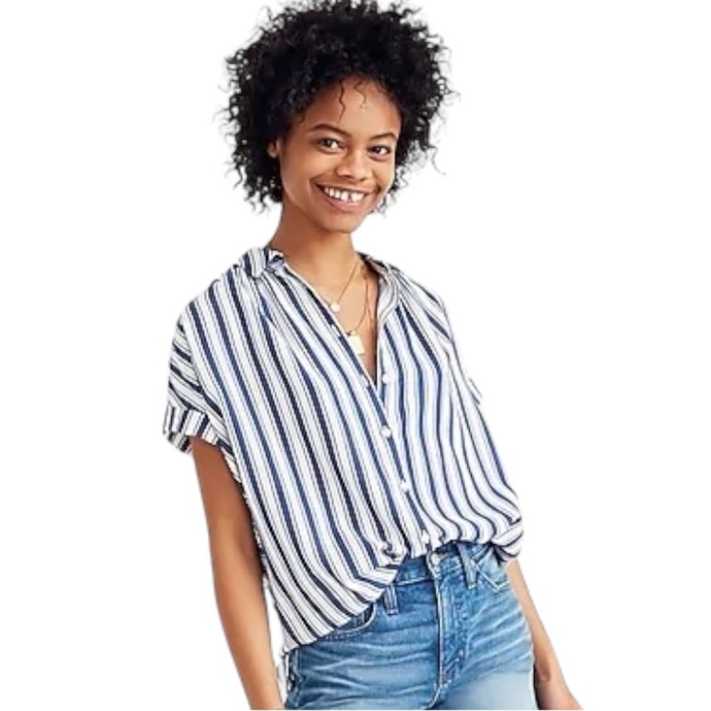 Madewell Blue and White Striped Button Down Shirt
